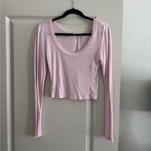 Universal Thread Light Pink Long Sleeve Scoop Crop Top